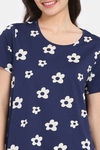 Rosaline Disco Daze Knit Cotton Mid Length Nightdress - Ocean Cavern — thumbnail 5